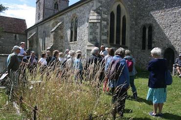 Outside the church with the guide